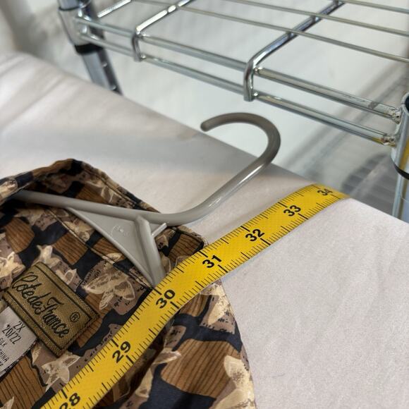 Vintage Cote de France Women's Brown Silk Abstract Print Button Up Shirt Size 2X - Picture 3 of 11